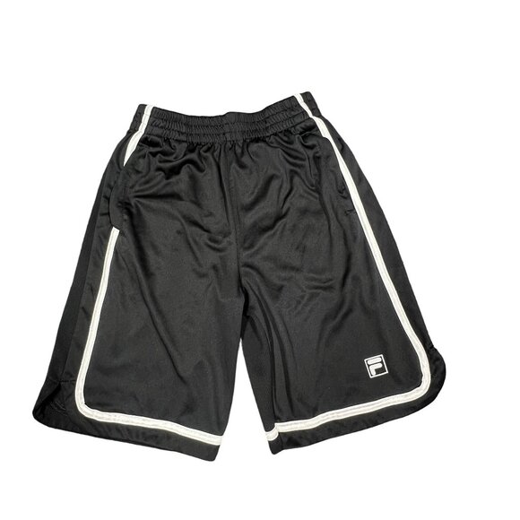 Fila Athletic Short Boys‎ Size 10/12 Black White Trim Basketball  Elastic 22x8 - Picture 1 of 13